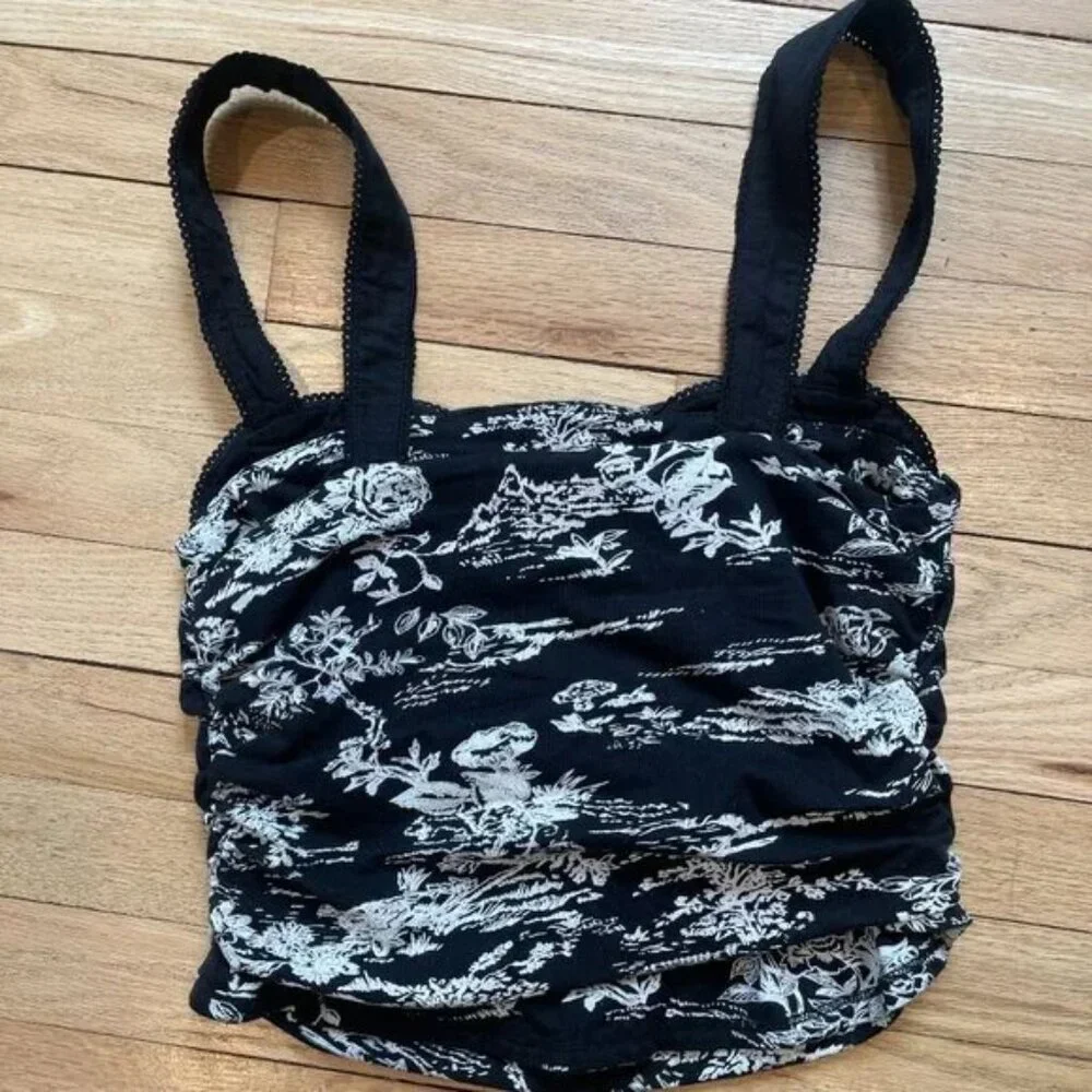 Free People Printed Two Tone Tank Black/White Combo NWOT Size XS